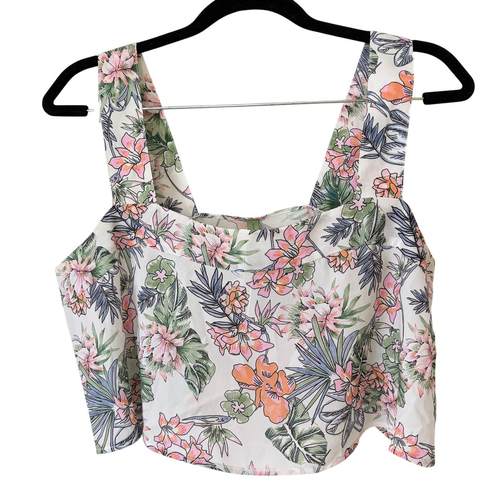 Anthro‎ x Alana Gunn Springbook Floral Crop Cover Up Tank Women's Medium M EUC